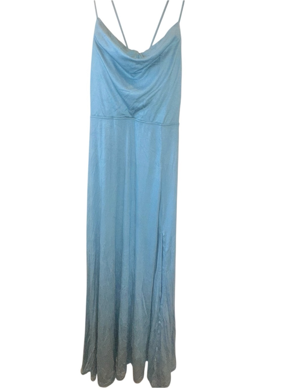 NWTs HALARA Cowl Neck Lace Up Midi Dress in Rainy Sky Blue Size Small - Picture 5 of 8